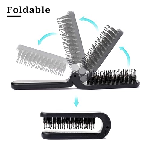 Foldable Travel Brush, 2 Pack Portable Size With Natural Boar and Nylon Bristles - Image 2