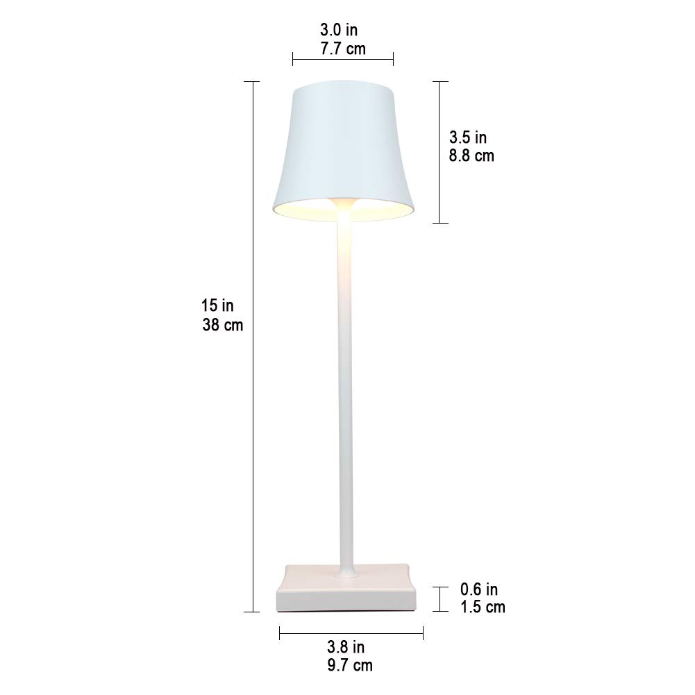 Lot de 2 lampes de bureau rétro en métal rechargeables par USB sans fil avec interrupteur tactile 4 W pour chambre à coucher, lecture, travail, étude, bar, karaoké, maison, couleur blanche