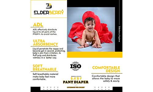 Image of ElderBerry Premium Baby Pant Diaper Large Size (9 to 14 Kg) 52 Count