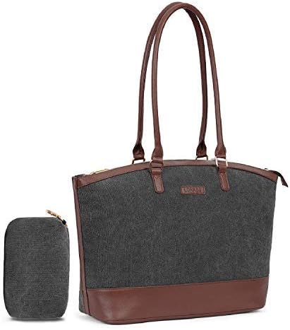 FOSTAK Women's Messenger Bag grey Canvas Grau 15,6 Zoll