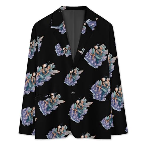 Fairy Men's Blazer Printed Button Suit Jacket Slim Sport Coat Blazers3