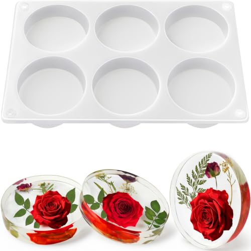 6-Cavity 4 Inches IALTMEI Deep Round Resin Coaster Molds Upgrade Coaster Molds for Epoxy Resin Coaster Silicone Molds for Eesin DIY Craf Flower Bouquet Preservation