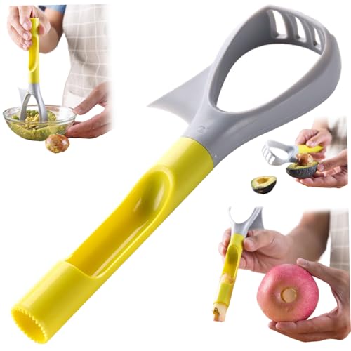BeVistoso Cortador de Aguacate, rebanador de Aguacate 3 en 1, triturador Reutilizable con Mango cómodo, multifunción, para preparación de Cocina, 8, 4x2, 7x1, 3 Pulgadas