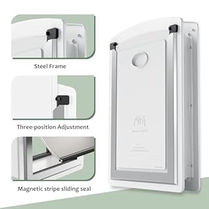 Giant canine door for door metal canine door for exterior door with telescoping tunnel magnetic double flaps design and two sliding lock panels for pets as much as 110lbs white   cucciolini doodles
