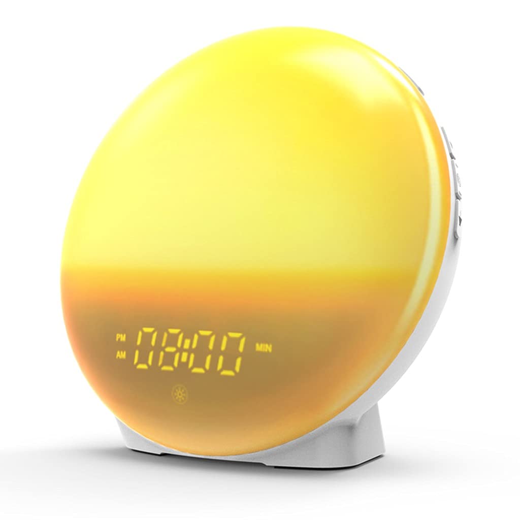 Sunrise Alarm Clock, Wake Up Light, 7 Colored Night Light, Sunrise Simulation & Sleep Aid, Snooze/FM Radio/4 Alarms, for Adults & Kids