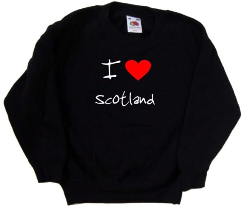 I Love Heart Scotland Black Kids Sweatshirt