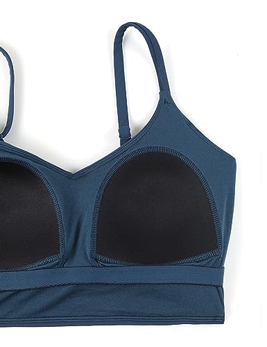 Image of CRZ YOGA V Shaped Longline Bikini Tops | Built-in Pads, A-D Cup, Cropped, Adjustable Spaghetti Straps, Swim, Bathing Suit for Women
