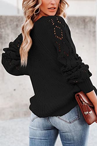 Fekoafe Womens Fall Clothes Lace Crochet Ladies Sweaters Plus Size Sweaters For Women Black Xl #TOP3