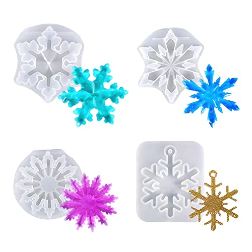 Vordpe Lot de 4 moules en résine époxy, moule en résine pour pendentif, porte-clés, décoration d'arbre de Noël, artisanat, cadeau Cover