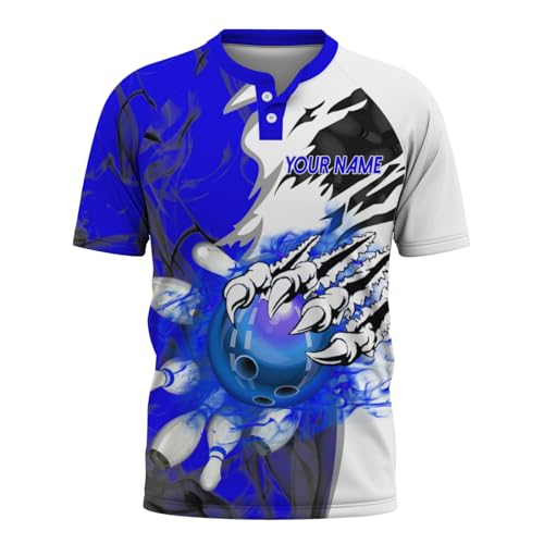 OPLOJUEAEW Personalized 3D Bowling Shirts Name Bowling Jersey Design Your Own Bowling Shirt for Men Women