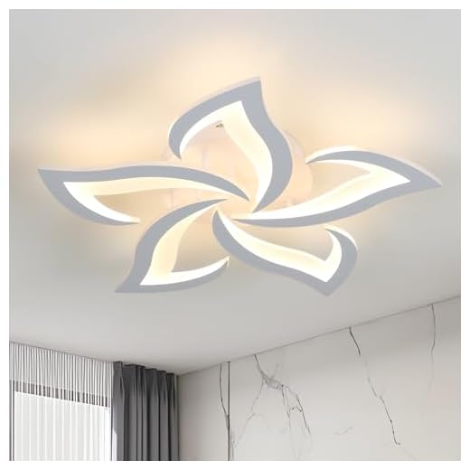 Lumiup Lámpara de Techo Moderna, 50W Plafón LED Techo Blanco, V-Shaped Luces de Techo Acrílico, Focos LED Interior Techo para Dormitorio, Cocina, Balcón, Comedor, 3000K Blanco Cálido (5 Cabezas/Ø72CM)