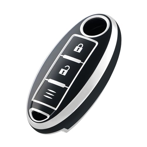 OFFCURVE Etui a Cle Voiture Coque Clé, Étui à Clés Couvre Clef Cache Clef Apte à Nissan X-Trail T31/T32 Qashqai J10/J11 Juke Micra March Note Pulsar Cube Leaf Roadster Infiniti FX35/Q50
