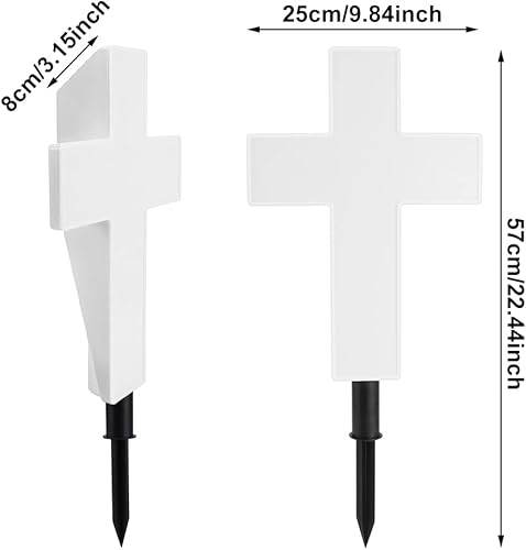 Miniatura 2 de Xiaokeis Luz solar iluminada para camino, blanco, decoración de cementerio, jardín, exterior, plástico, amor de fe, blanco cálido, cruz, 9.8 x 3.1 x