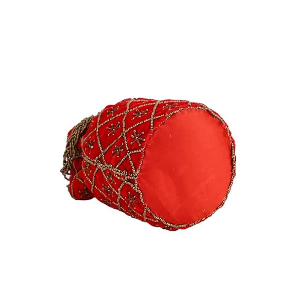 myDsGifts Women's Hand Embroidered Velvet Potli Bag (Single, Red) - Image 6