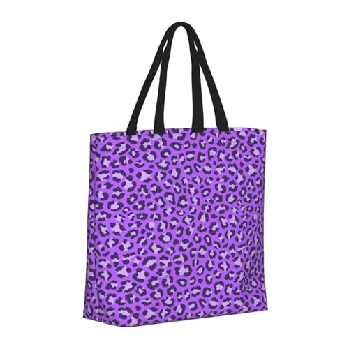 Large Tote Bag For Women - Reusable The Tote Bag With Zipper, Beach Bags For Women, violet leopard purple Mom Bag For Mom Suitable For Hospital Beach Travel Shopping - Main Image