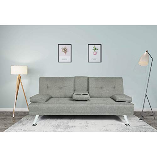 Baysitone Futon Sofa Bed Twin Size Sleeper, Convertible Linen Fabric