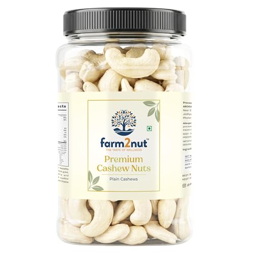 farm2nut W180 Extra large Size Cashew Nuts (400g) | 100% Natural Whole Kaju | Airtight Jar | Fresh & Crunchy nuts