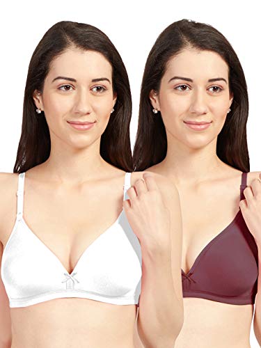 Image of SONARI Omania Womens Non-Padded Cotton Polyester Bras - Solid, Non-Wired, Medium Coverage, Hand Washable (Pack of 2)