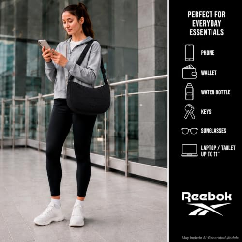 Image of Reebok Womens Crossbody Bag - Lightweight Stylish Nylon Quilted and Non-Quilted Everyday Crossbody Sling Bags for Women