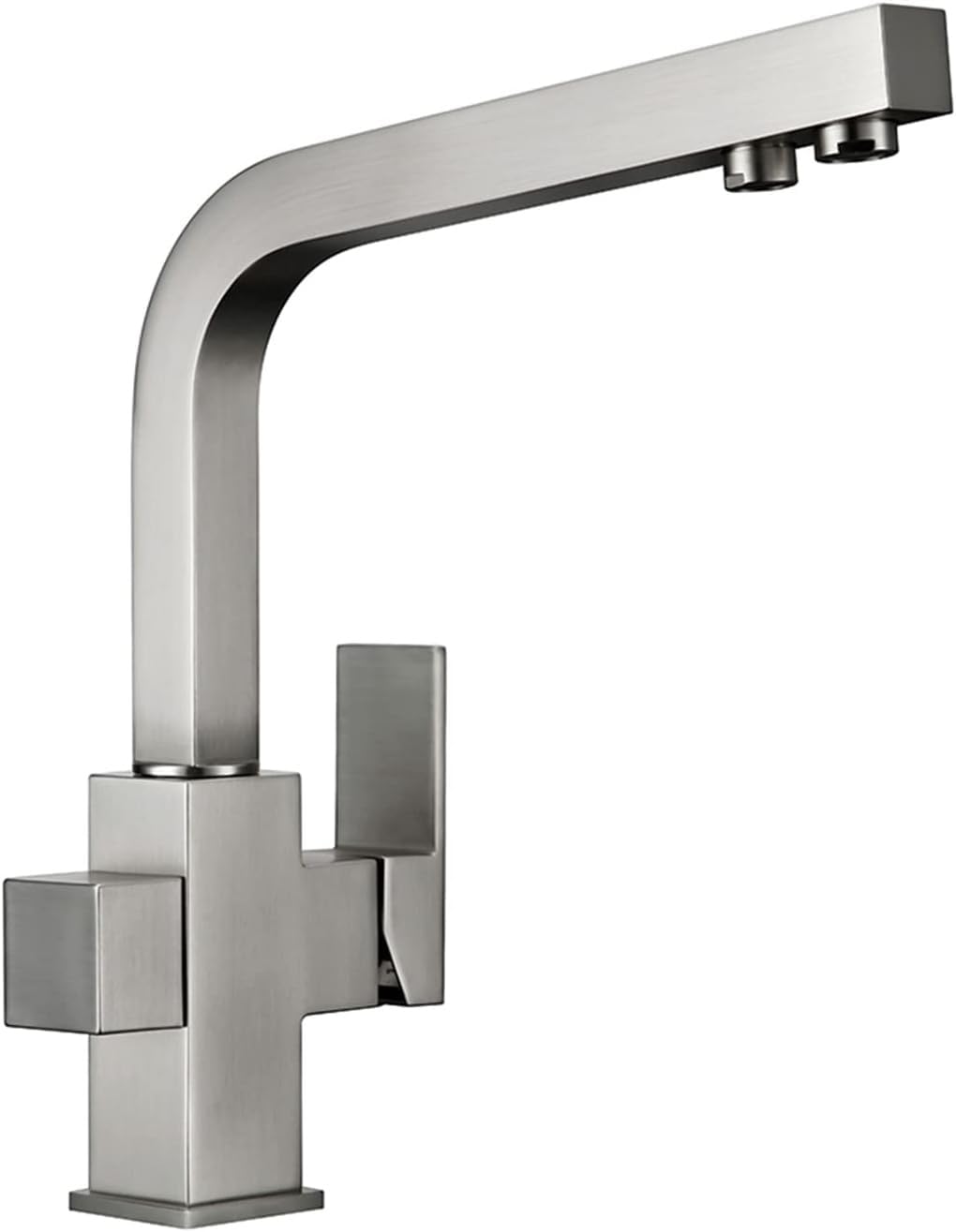 Filtre de robinet d'évier de cuisine en laiton chaud et froid 3 voies rotatif à 360 degrés d'eau potable brossé