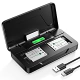 Powerextra Pro 2-Pack EN-EL10 Battery and USB-C Dual Charger for Fujifilm NP-45/NP-45A/NP-45B/NP-45S, Olympus LI-42B/LI-40B, and More - 1300mAh High Capacity