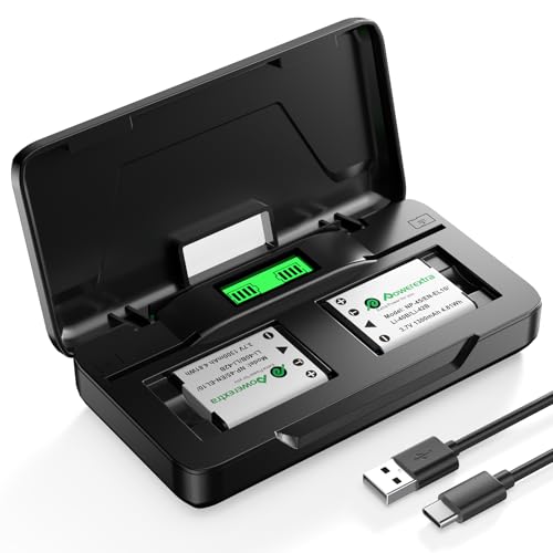 Powerextra Pro 2-Pack EN-EL10 Battery and USB-C Dual Charger for Fujifilm NP-45/NP-45A/NP-45B/NP-45S, Olympus LI-42B/LI-40B, and More - 1300mAh High Capacity