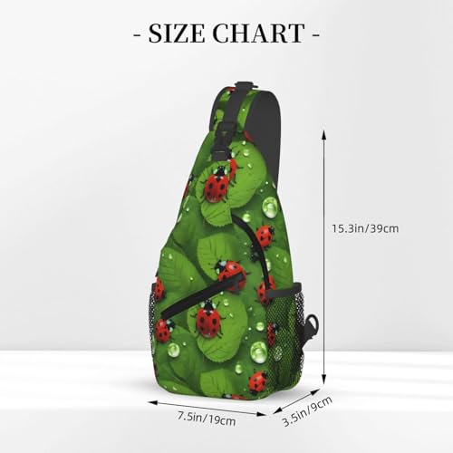 Bolso cruzado con estampado de hojas y mariquitas para senderismo miniatura 3