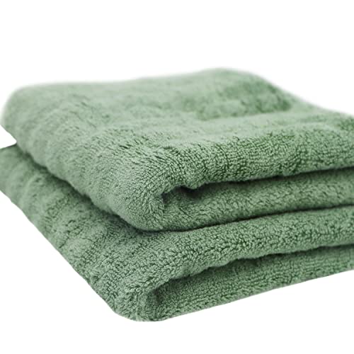 Bamboo Cotton Super Soft Highly Absorbent 2 Pieces Green Towel Set For Bathrome Hand Towel,Salon Towels #TOP7