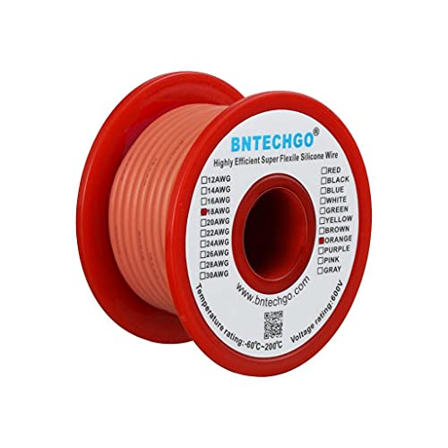 Image of BNTECHGO 18 Gauge Silicone wire spool 50 ft Orange Flexible 18 AWG Stranded Tinned Copper Wire