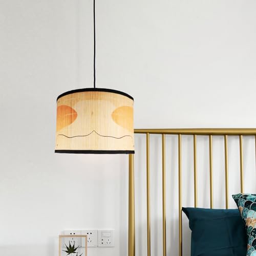 Uonlytech 24N17JXHD4WS05Z5YG Drum Lamp Shade, E26/E27 Vintage Bamboo Lampshade Boho Chandelier Lamp Cover Replaceable Accessories thumb #2
