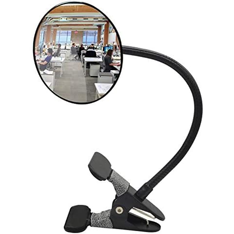Ampper Acrylic Clip On Rear View Cubicle Mirror, Flexible Convex Security Mirror for Personal Safety Desk Rearview Monitors or Anywhere (3.75", Round) Cover