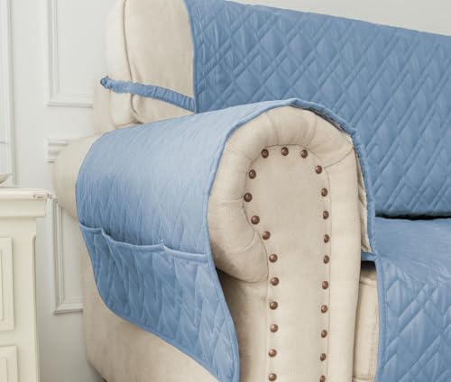 Image of Ameritex Waterproof Nonslip Recliner Cover Stay in Place, Dog Chair Cover Furniture Protector, Ideal Recliner Slipcovers for Pets and Kids (Stoneblue, 23 inch)