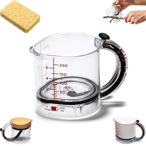 4-In-1 Adjustable Measuring Cup, Adjustable Measuring Cup with Handle, Multi-Functional