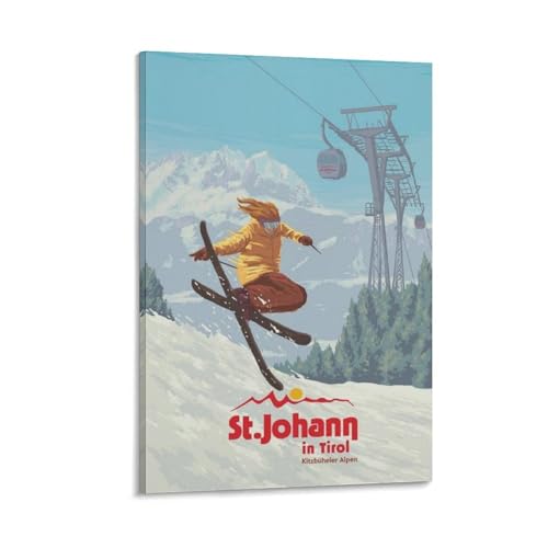 Poster sur toile St Johann Ski Resort idée cadeau idéale pour passionné de montagne