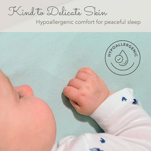 Image of 100% Organic Cotton Bassinet Sheets for Guava Lotus Bassinet, 2 Pack - Breathable Soft Fitted Bassinet Sheets for Baby & Newborn, Unisex (Blue Tones)