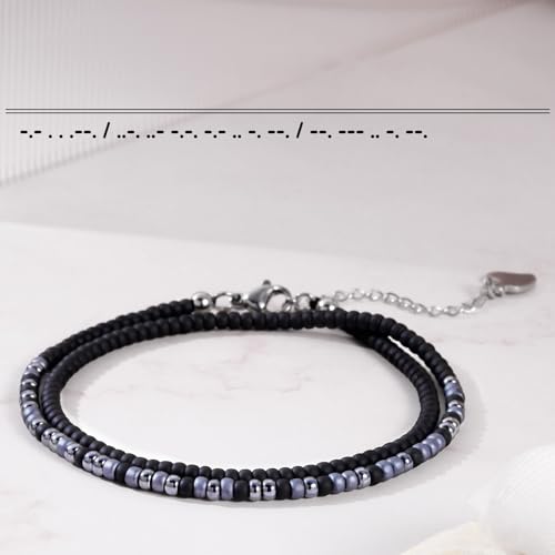 Image of Btysun Inspirational Morse Code Bracelets for Women Men Teen Girl Gifts Best Friend Birthday Gifts for Him Her Adjustable Layered Secret Message Sister Bff Girfriend Sister Christmas Jewelry