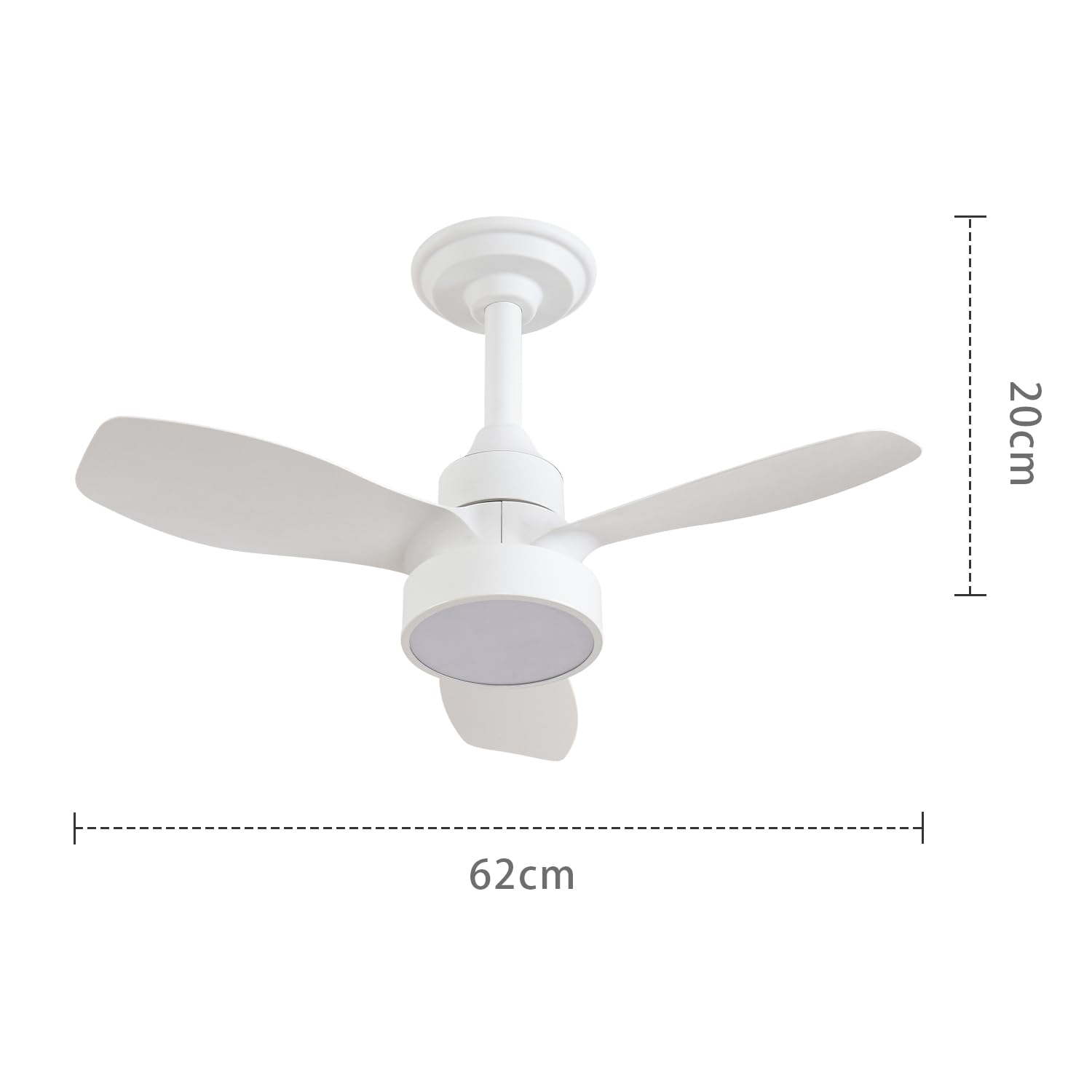 JDONG Weiß Deckenventilator mit Beleuchtung Ø 62CM Leise Fernbedienung 3 Farbtemperatur 3 Geschwindigkeiten Timer