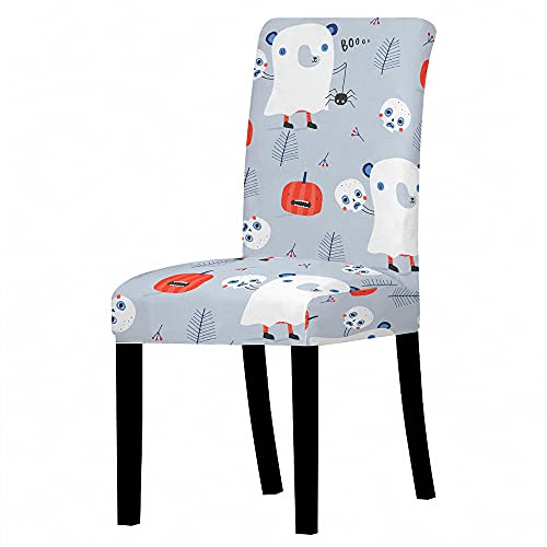 Fundas De Sillas Comedor Elásticas,Arte De La Personalidad Del Fantasma De La Calabaza Roja Brillante Suavidad Lavable Instalación Elástica Protector De La Silla Funda De Asiento De La Silla D Cover
