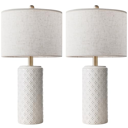 Lámpara de mesa de cerámica moderna blanca x2 23 pulgadas