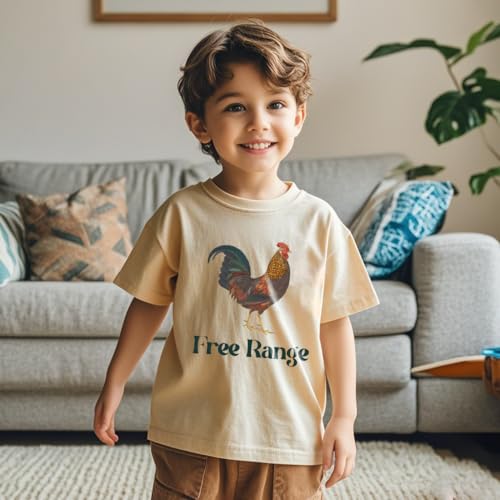 Image of Kids Short Sleeve Tees Toddler Crewneck T-Shirts Boys Girls Dino Raccoon Excavator Silly Goose Flower Girl Tops 2-7 Years