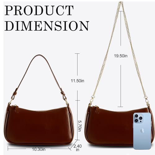 Image of Shoulder Bags for Women Leather Hobo Sling Tote Handbag Retro Clutch Purse with 2 Removable Straps and Zipper Closure