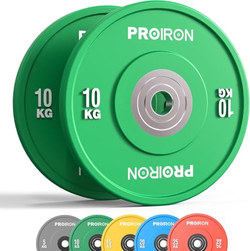 PROIRON Hantelscheiben, Olympic Bumper Plates 50mm, 5-25kg, Hartgummi,...