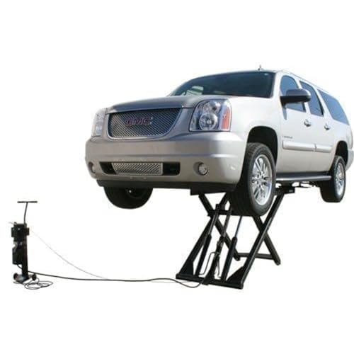 ATLAS Automotive Equipment 6MR Commercial-Grade Mid-Rise Scissors Lift, Portable Free-Standing Design, 6,000lbs. Capacity, 24' Arms, Dual Hydraulic Cylinders, Single Point Manual Lock Release, 110V