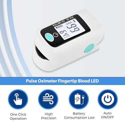 Image of X1805 Fingertip Pulse Oximeter - SpO2 & Heart Rate Monitor for Kids, Children & Adults - Accurate LED Display, Includes Batteries & Lanyard, Home & Personal Use