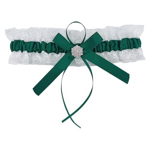 Chenxi Studio Spitzenstrumpfband für Braut, Hochzeit, Strumpfband für Braut mit Schleifen, Strasssteinen, Party, Abschlussball, Beingürtel,...