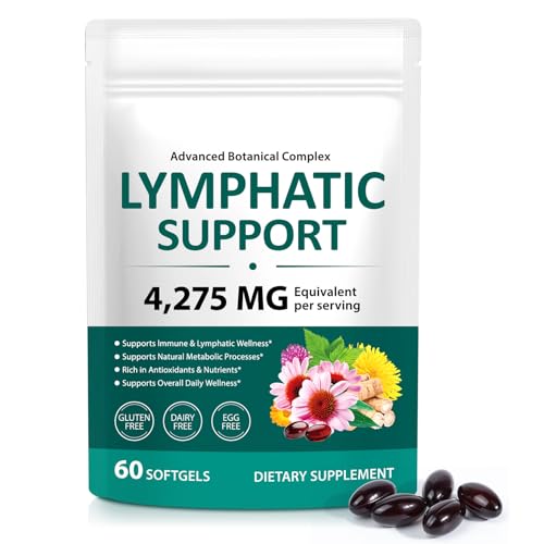 Lymphatic Drainage Supplements | High-Potency Lymph System Support for Women & Men | Herbal Blend with Dandelion, Burdock, Echinacea | for Fluid Balance & Immune Health | Non-GMO, 240 Softgels