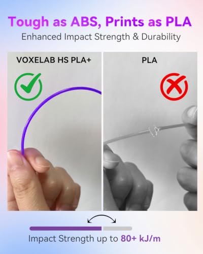 Image of VOXELAB HS PLA+ Filament 1.75mm, High Speed PLA Plus 3D Printer Filament, 1kg (2.2lbs) for Most FDM 3D Printers, Enhanced Toughness & Smooth Printing, Superior Layer Adhesion(Purple)