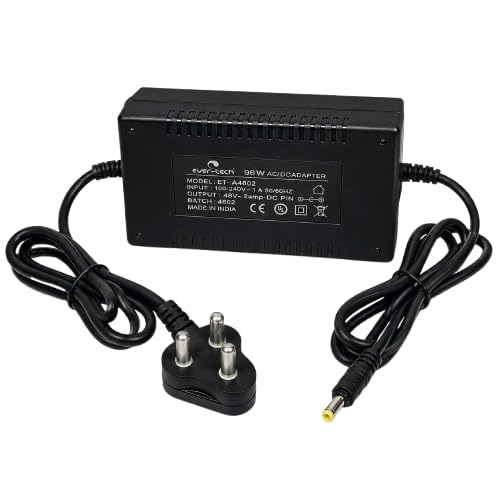 Evertech ET-A4802 48V 2A 96W AC/DC Power Adapter for PoE Switch, DC Barrel Pin, Surge & Overload Protection, Black-image-1