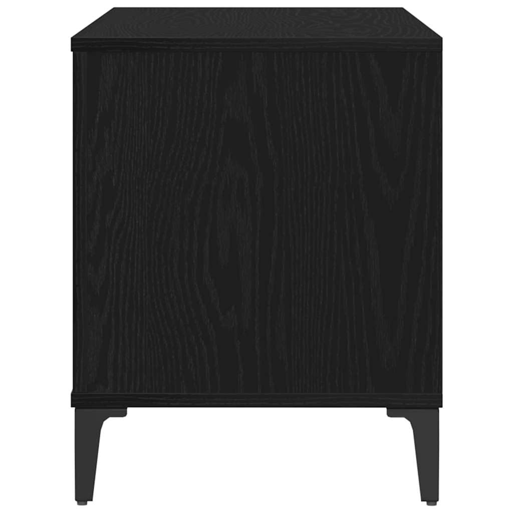 Générique Armadio dischi in vinile 100 x 38 x 48 cm, rovere nero, mobile salotto in vinile in legno di ingegneria con ampio stoccaggio, gambe in acciaio resistenti, design minimalista moderno.