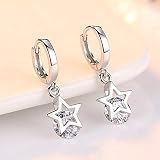 Pendientes de plata de ley 925 con circonitas cúbicas para mujer, diseño de flores, redondos, huecos, retro, A, Cristal